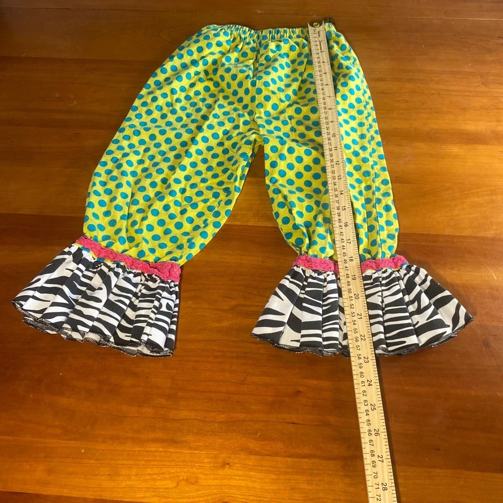 La Jenni Ruffle Pants Kids‎ Yellow Polka Dot Zebra Print SIZE 6X